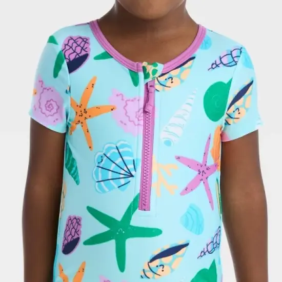 Toddler Girls' Seashell One Piece Swimsuit - Cat & Jack&trade; Blue image {1}