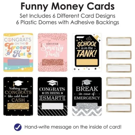 Big Dot of Happiness Assorted Graduation - DIY Graduation Cash Holder Gift - Funny Money Cards - Set of 6 image {4}