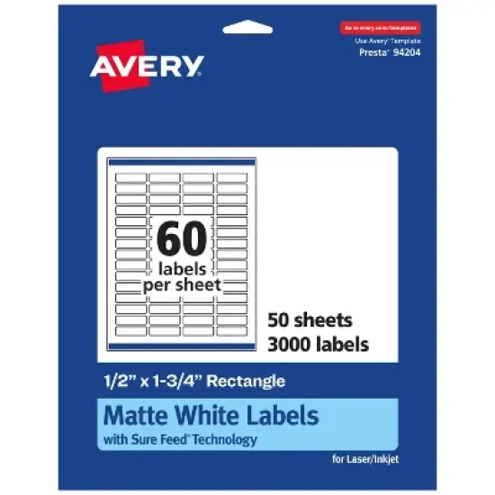 Avery Matte White Rectangle Labels, .5" x 1.75" image {9}