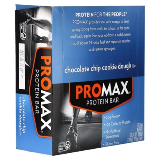 NuGo Nutrition ProMax Protein Bar, Chocolate Chip Cookie Dough, 12 Bars, 2.64 oz (75 g) Each image {3}