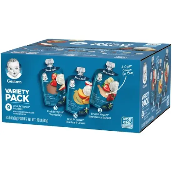 Gerber Fruit & Yogurt Pouch Variety Baby Snacks - 1.96oz/9pk Each image {8}