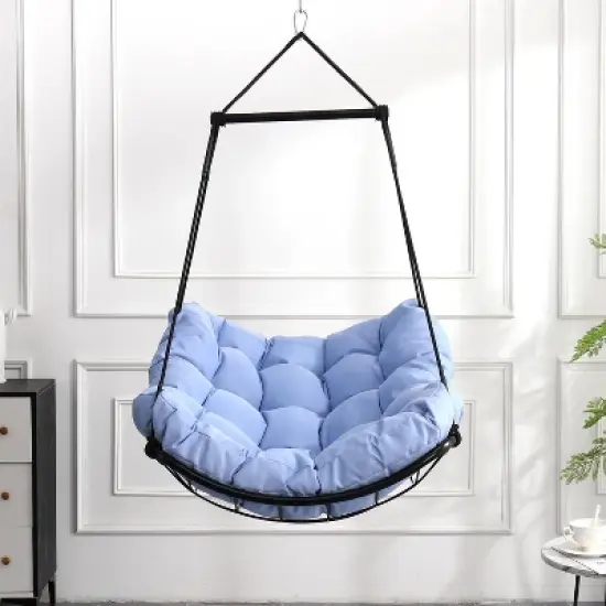 Hammock Chair Swing with Cushion - Outdoor Indoor Hanging Hammock Chair for Patio, Porch, Bedroom, Garden, Courtyard, Balcony image {8}