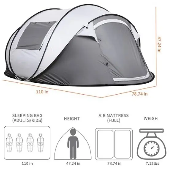 Boersma Camping Instant Pop Up Tent, 6 Person, Water Resistant Dome, Easy Setup for Camping Hiking and Outdoor, Portable with Carry Bag, 3 Season image {3}