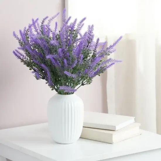 Juvale 12 Bundles Artificial Lavender Flowers for Bouquets, Fake Wild Stems for Wedding, Faux Table Centerpieces (14x2x3 in) image {2}