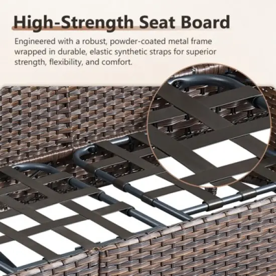 Belord Brown Wicker 9 Piece Patio Furniture Set with 5" Thick Cushions, Outdoor Fire Pit Table Set with Swivel Gliding Rocker Chairs and Club Chairs image {5}