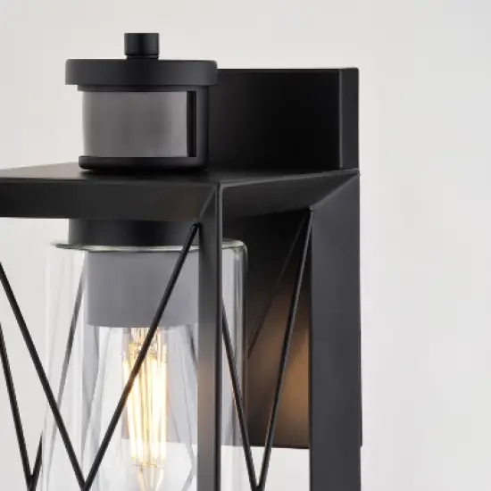 VAXCEL Milton Matte Black Motion Sensor Dusk to Dawn Outdoor Wall Light Transitional Clear Glass image {9}