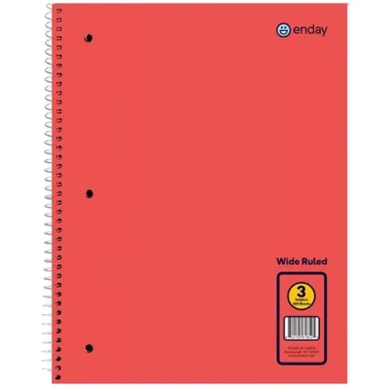 Enday 3-Subject Spiral Notebook Wide Ruled - 120 Sheets image {9}