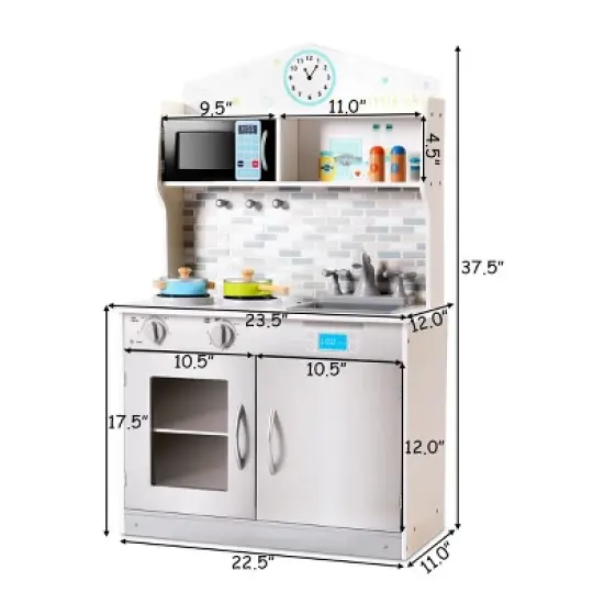 Costway Kids Wooden Pretend Cooking Playset Cookware Play Set Kitchen Toys Gift image {1}