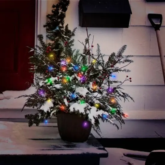 Philips 50ct Smooth LED Solar Mini String Lights Multicolor with Green Wire image {2}