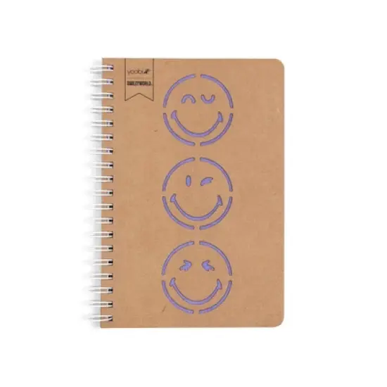 Yoobi SmileyWorld Journal 4.5"x6.5" Spiral with Marker Blue Kraft Smiley image {3}