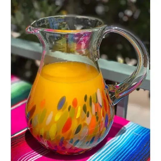 Dos Sue��os Mexican Hand Blown  Pitcher - Confetti Carmen Design - 84oz image {1}