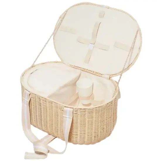 Sunnylife Large Picnic Basket Set - Le Weekend Natural - Insulated, 9.7 Gal image {6}