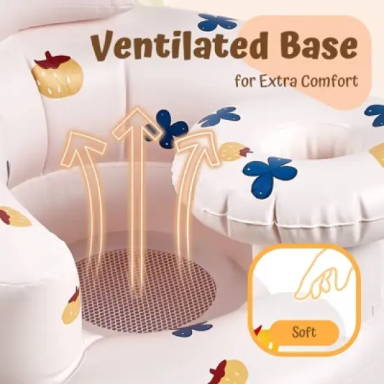 BabyBond Inflatable Baby Seat for Babies 3-36 Months, Baby Floor Seats for Sitting Up,Blow Up Baby Chair with Built in Air Pump,Pumpkin image {4}