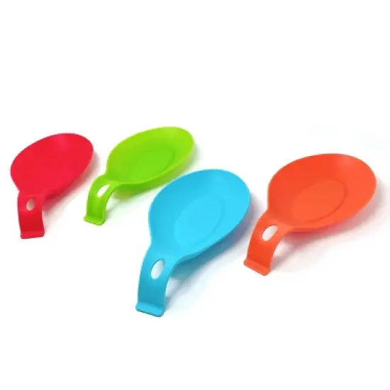 Wrapables Large Silicone Heat Resistant Spoon Rest Utensil Spatula Ladle Holder (Set of 4) image {5}