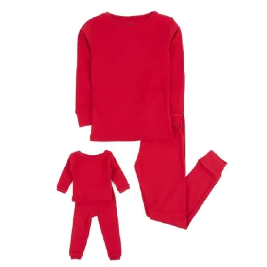 Leveret Girl and Doll Matching Cotton Christmas Pajamas image {8}