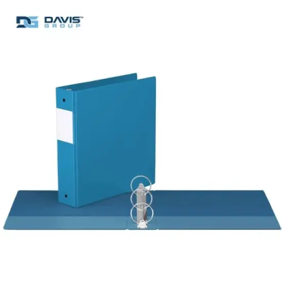 Davis Group 6pk 2" Premium Economy Round Ring Binders Turquoise Blue: Hard Cover, 400 Sheet Capacity, 2 Pockets, Polypropylene image {1}
