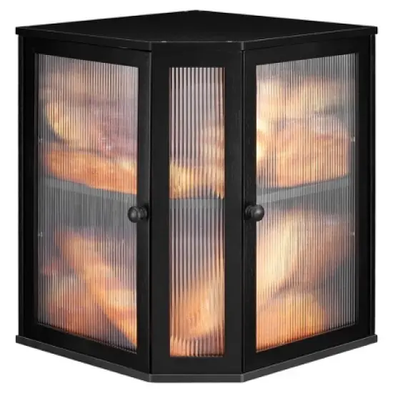 Unique Bargains Bamboo Acrylic Wavy Double Door Panel Large Corner Bread Container Black image {6}