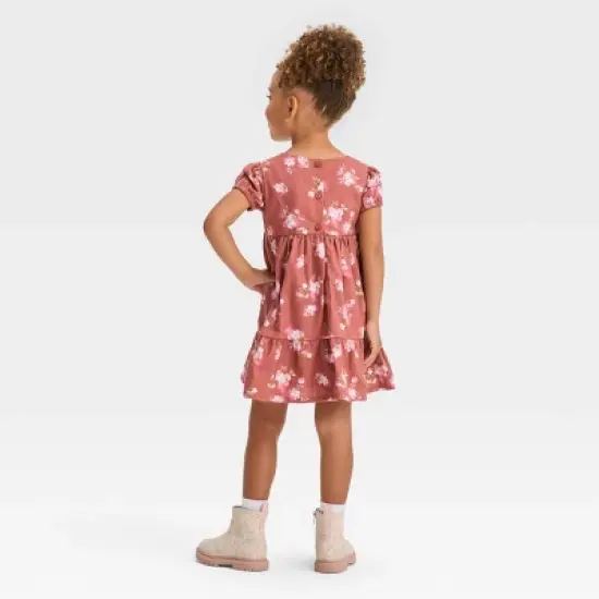 OshKosh B'gosh Toddler Girls' Floral Short Sleeve A-Line Dress - Brown image {1}
