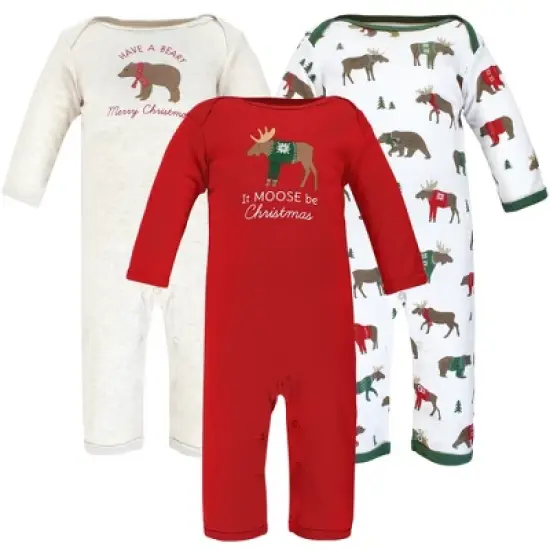 Hudson Baby Infant Boy Cotton Coveralls, Moose Be Christmas image {10}