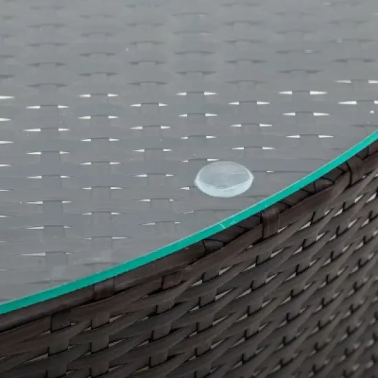 FIONECA 5-Piece Outdoor Patio Sectional Sofa Set, Brown PE Rattan Half-Moon Sofa with Tempered Glass Table & Beige Cushions image {15}