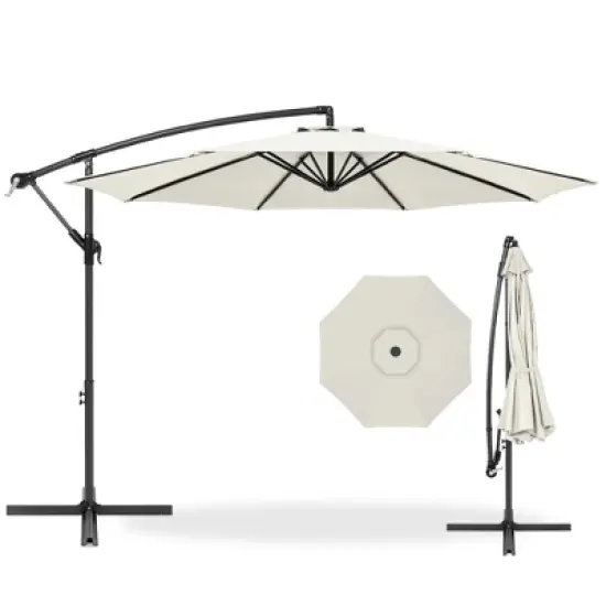 Best Choice Products 10ft Offset Hanging Outdoor Market Patio Umbrella w/ Easy Tilt Adjustment image {12}