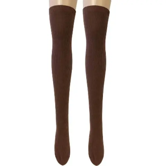 Wrapables Women's Ribbed Knee High Boot Socks, Coffee image {2}