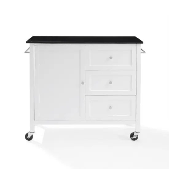 Soren Granite Top Kitchen Island/Cart Black/White - Crosley image {7}