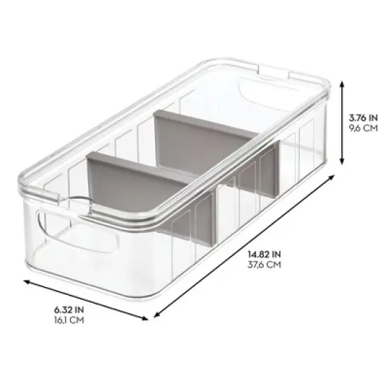 iDesign 6-Piece Fridge Organizer Bins with Dividers - Clear/Gray image {5}