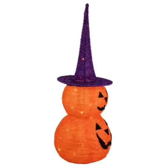 Northlight 30" Pop Up Lighted Tinsel Stacked Jack-O-Lanterns Halloween Decoration image {4}