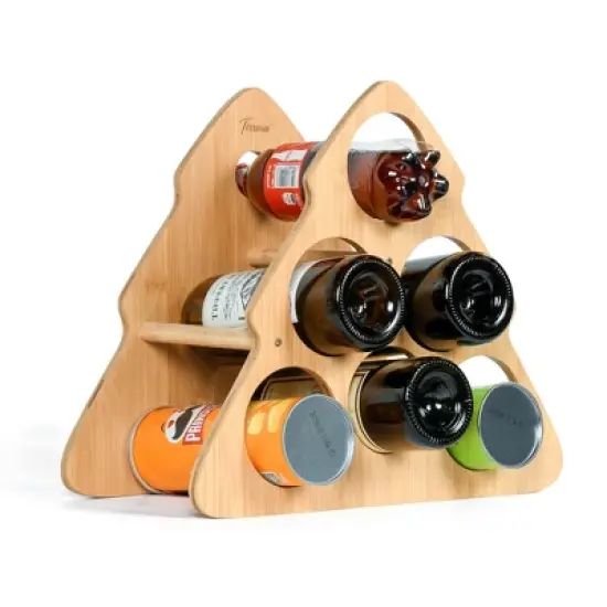 Tirrinia Christmas Tree-Shaped Bamboo Wine Rack - 6 Bottle Freestanding Holder for Kitchen, Bar & Home Storage image {8}
