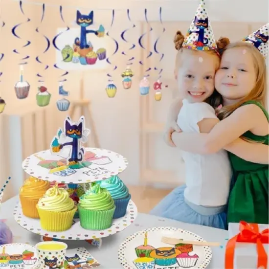 Pete The Cat Party in A Box Kit - Serves 10 People - Plates, Cups, Napkins, Utensils, Hats, Banners and More - Celebration, Birthday Party, Toddler image {3}