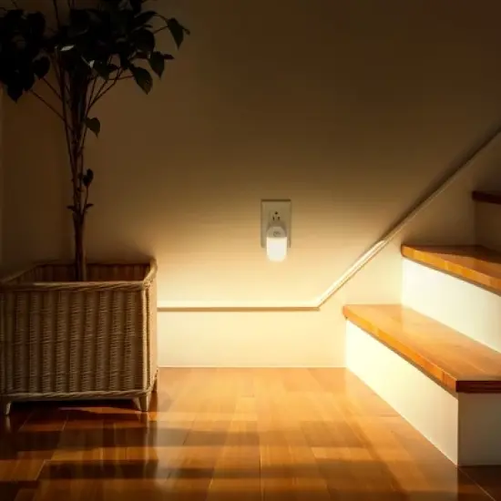 DORESshop 4-Pack 0.6W Plug-in Warm Night Light with Half-Diffuser, Horizontal Wall Lamp, Light Sensor & Two-Level Dimmer, US Dual Plug image {7}