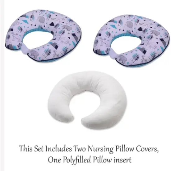 Bacati - 3 pc Woodlands Aqua/Navy/Gray Boys Hugster Feeding & Infant Support Nursing Pillow image {3}