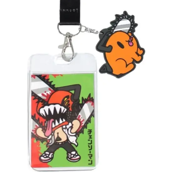 Chainsaw Man Keychain Manga Anime ID Badge Holder Lanyard w/ Rubber Pendant image {1}