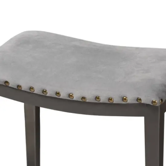 3pc Noll Upholstered Metal Counter Height Dining Set Gray - Baxton Studio image {4}