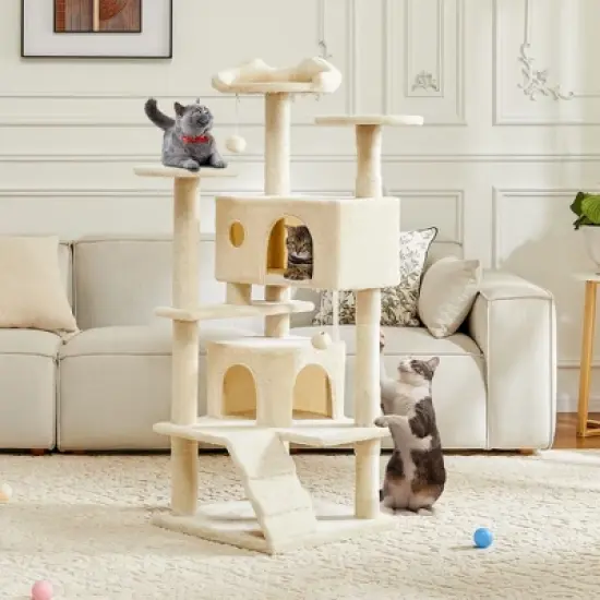 JIONJOY 54-Inch Cat Climbing Tower: Dual Apartments image {1}