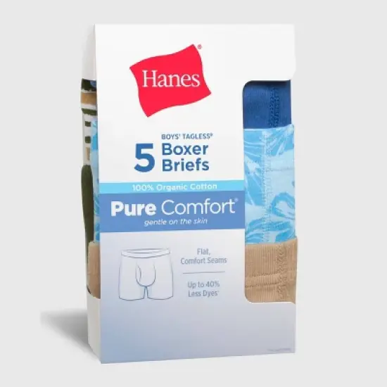 Hanes Boys' 5pk Pure Boxer Briefs - Colors May Vary image {1}