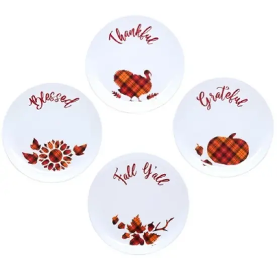 The Lakeside Collection Harvest Plaid Serving Pieces - Set of 4 Plates image {3}