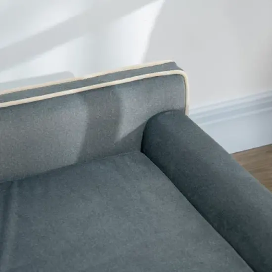 PawHut Soft Foam Large Dog Couch for a Fancy Dog Bed, Spongy Dog Sofa Bed, Washable Cover, Elevated Dog Bed, Gray image {4}