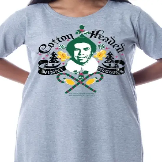 Elf The Movie Womens' Buddy Cotton-Headed Nightgown Sleep Pajama Grey image {2}