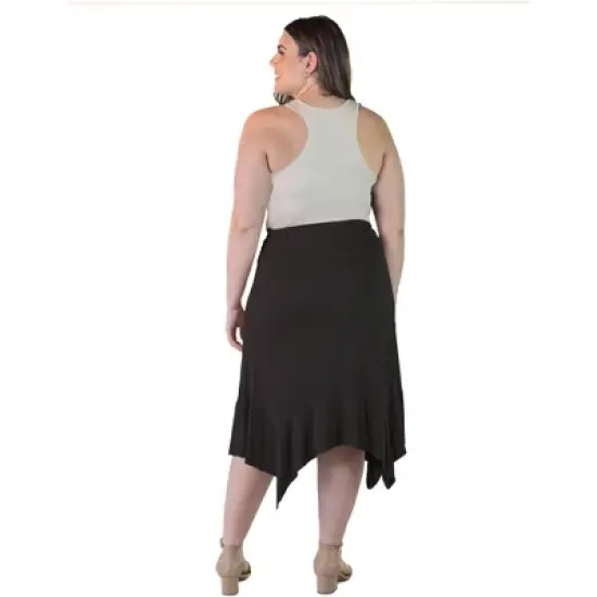 Plus Size Knee-Length Elastic Waistband And A Handkerchief Hemline Skirt image {1}