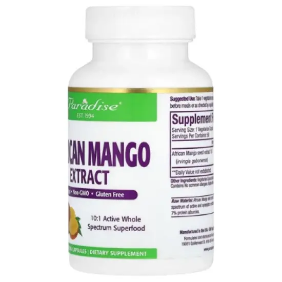 Paradise Herbs African Mango Extract, 150 mg, 60 Vegetarian Capsules image {2}