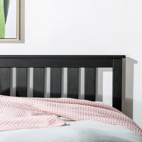 14" Marley Solid Wood Platform Bed with Paneled Headboard Black - Mellow image {4}