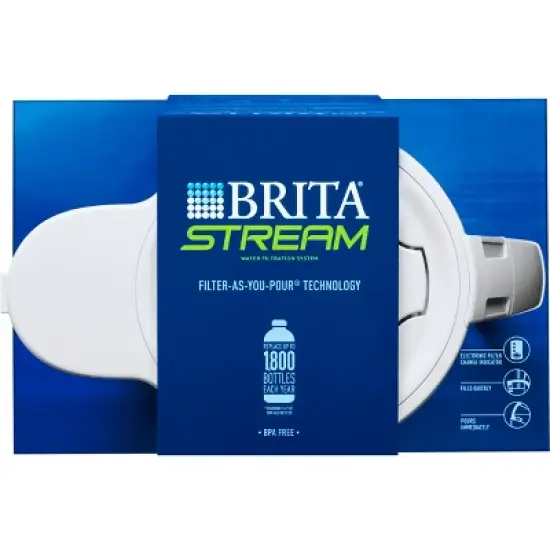 Brita 12-Cup Stream Filter As You Pour Water Pitcher with 1 Filter, Cascade &ndash; Ice image {7}