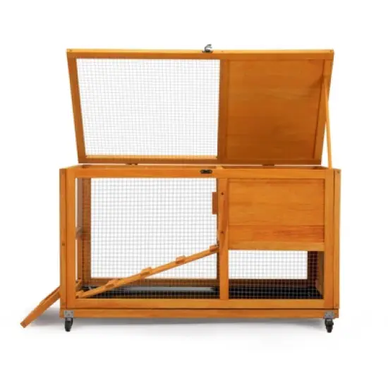 AZL1 Life Concept Pet Crates and Houses 2-Tier Rabbit Hutch, Bunny Cage with Run, Openable Roof, Pet House for Guinea Pigs, Orange, 21.9"*58.9"*28.5" image {4}