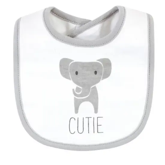 Hudson Baby Infant Cotton Bib and Sock Set 5pk, Cute Elephant, One Size image {3}