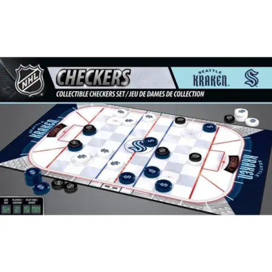MasterPieces Officially licensed NHL Seattle Kraken Checkers Board Game for Families and Kids ages 6 and Up image {1}