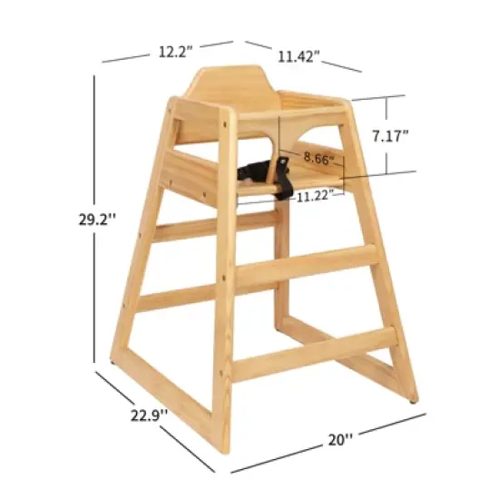 Dronkon Pine Wood Baby High Chair, Natural image {5}