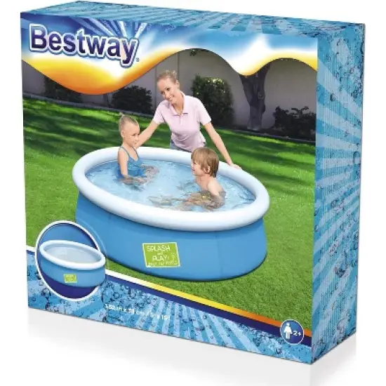 Bestway Fast Set Pool Above Ground Kiddie Swimming Pool 5&rsquo; X 15&rdquo; 57241E , Blue image {1}