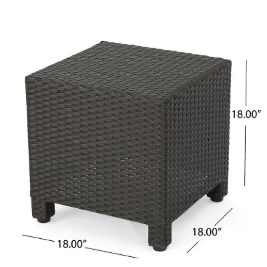 MOEPISY Outdoor Rattan Side Table, Dark Brown image {3}
